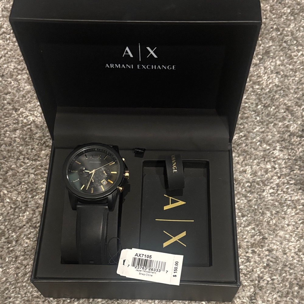 Armani Exchange Black and Gold Men's Watch